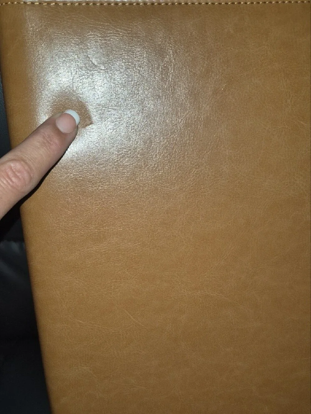 Simulated LEATHER Zip Portfolio Organizer - Tan